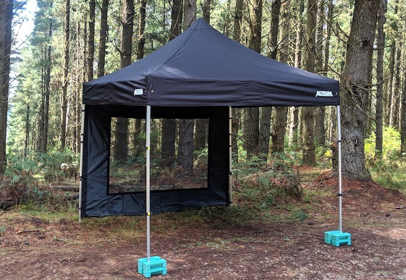 Altegra Black gazebo with window wall - pine forest background