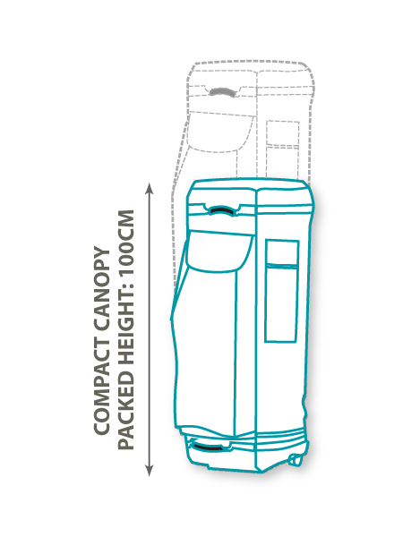Altegra Compact Canopy gazebo - packs to 100cm for packability - size silhouette image
