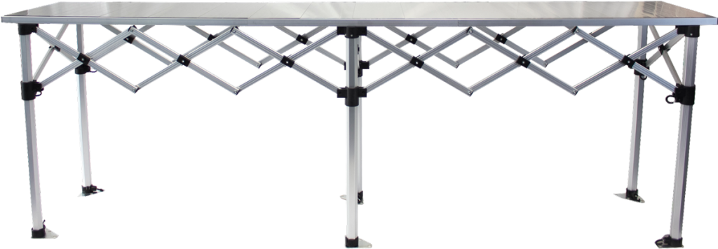 Altegra 3 metre foldable aluminium table - a heavy duty compact table for easy packing and transport.