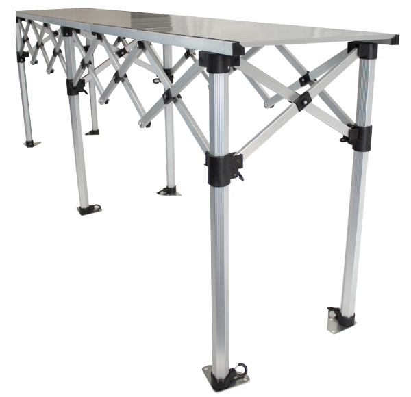 Altegra heavy duty folding aluminium table - 2.8m x .53m compact packable table image. Heavy weight loading and extremely convenient.