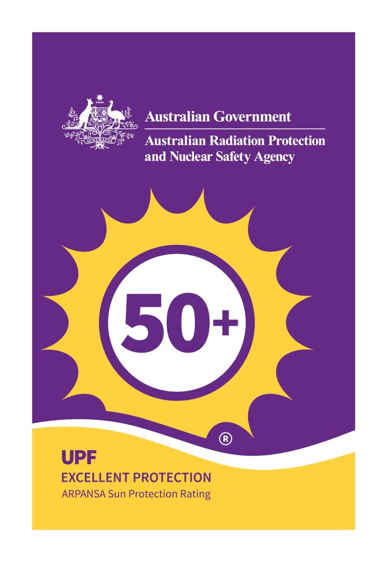 ARPANSA UPF 50+ Excellent Protection swing tag - issued and licensed by ARPANSA for Altegra Australia.