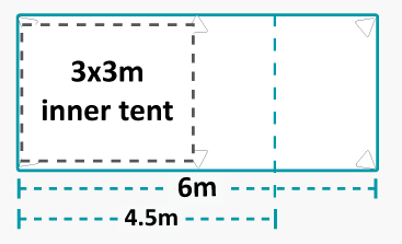 Altegra Inner Tent dimensions - our inner tent fits inside most 3x3m, 3x4.5m or 3.6m gazebos and folding marquees.