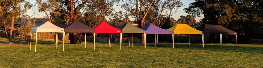 Altegra marquee lineup - full marquee colour range and sizes from 2.4m marquees to our 3x6m marquee.