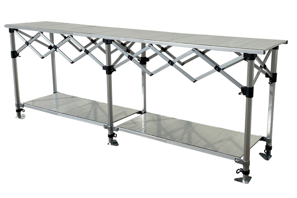 Altegra 2.8m aluminium folding table with storage shelves - a heavy-duty camping folding table, market stall folding table, or for exhibitions - another versatile Altegra solution.