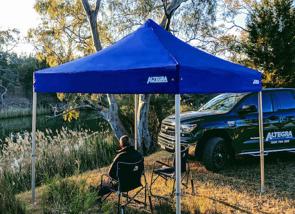 Altegra heavy-duty folding marquee in its element, providing protection from the great Australian outdoors.