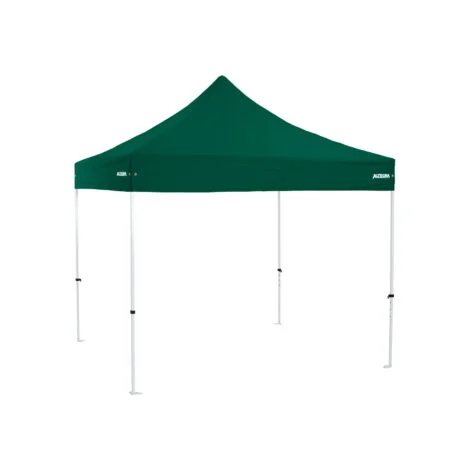 Altegra Premium Steel 3x3m gazebo tent with green UPF50+ canopy - the affordable 3x3m easy up tent with premium features that protect your family.