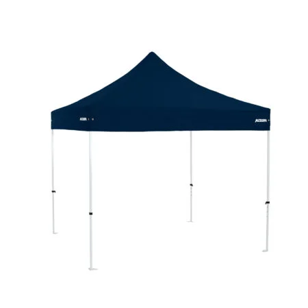 Altegra Premium Steel 3x3m gazebo tent with navy blue UPF50+ canopy - the affordable 3x3m easy up tent with premium features that protect your family.
