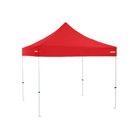 Altegra Premium Steel 3x3m gazebo tent with red UPF50+ canopy - the affordable 3x3m easy up tent with premium features that protect your family.
