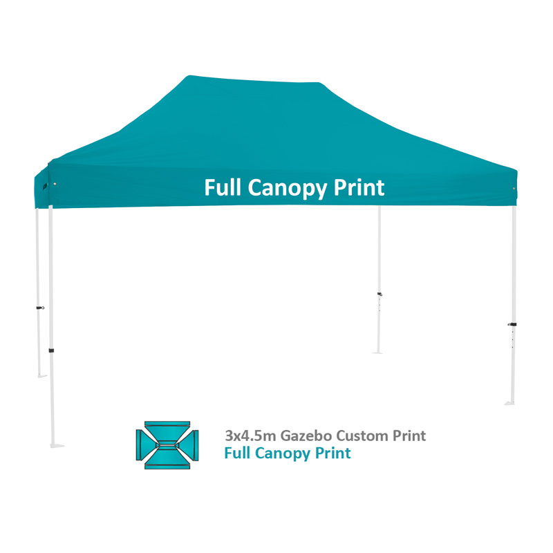 Altegra Premium Steel 3x4.5m custom printed gazebo option - full 360 degree custom printed canopy option using high-precision sublimation printing.