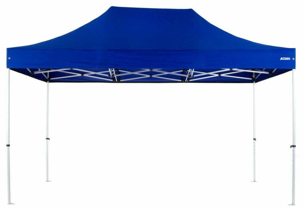 Altegra Pro Lite 3x4.5m aluminium gazebo with royal blue canopy - our lightweight, advanced aluminium gazebo engineered to commercial requirements to ensure safety for all uses.