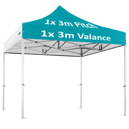 Altegra Custom Printed Heavy Duty 3x3m Gazebo image - 1x3m valance, 1x3m pitch custom print option