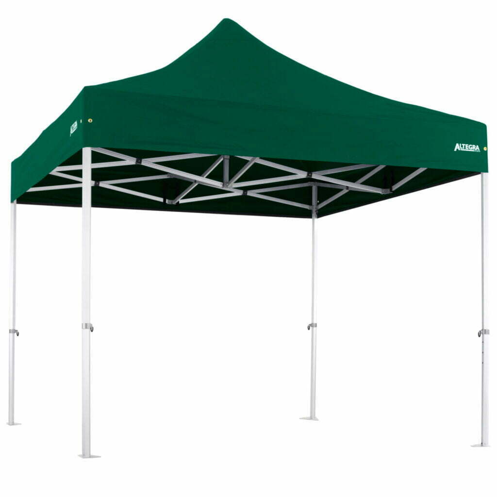 Altegra Heavy Duty 3x3m gazebo with green canopy - Australia's leading heavy duty 3x3 marquee for dependable commercial or private use with robust aluminium frame and backed by a lifetime warranty.