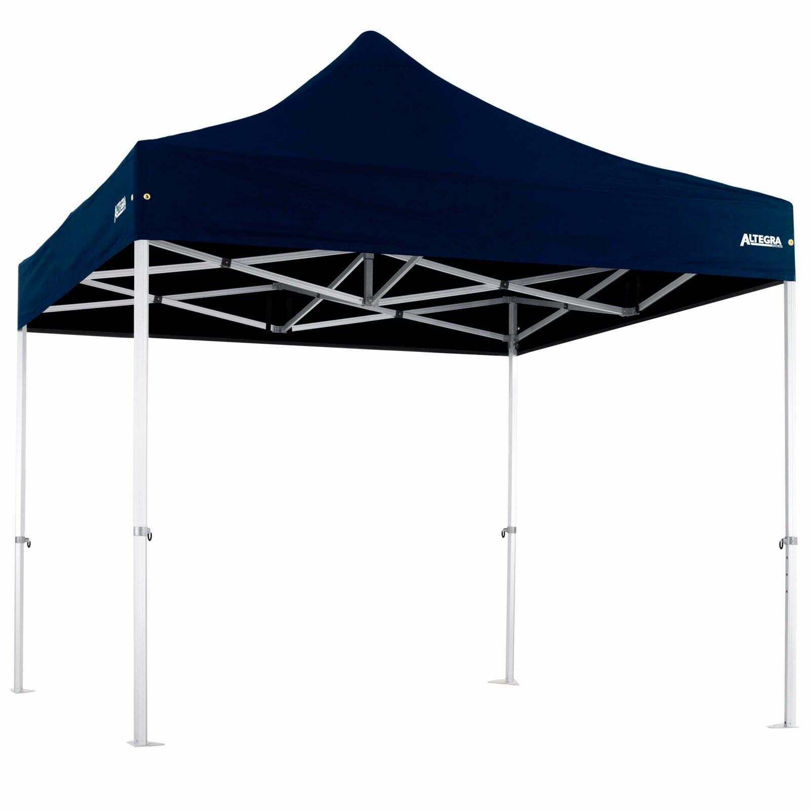 Altegra Heavy Duty 3x3m gazebo with navy blue canopy - Australia's leading heavy duty 3x3 marquee for dependable commercial or private use with robust aluminium frame and backed by a lifetime warranty.
