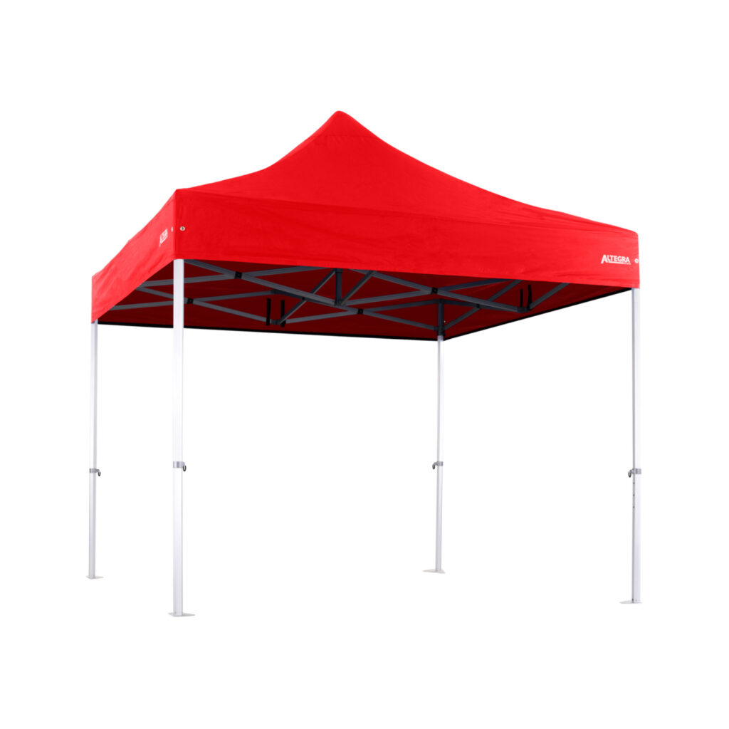 Altegra 3x3m Heavy Duty gazebo with Red UPF50+ canopy - Australia's iconic premium pop up tent for events - 50mm (58mm diag.) hexagonal aluminium legs locked together with aluminium joints.