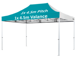 Altegra custom heavy duty 3x4.5m gazebo image - 1x 4.5m valance and 1x 4.5m pitch print