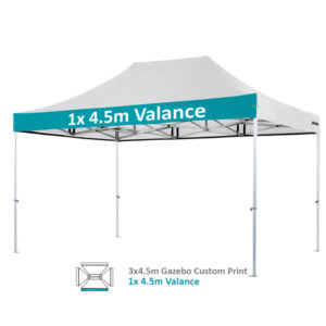 Altegra Heavy Duty 3x4.5m gazebo custom print image - 1x4.5m valance printed.