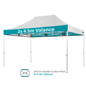 Altegra Heavy Duty 3x4.5m gazebo custom print image - 2x4.5m valances printed.