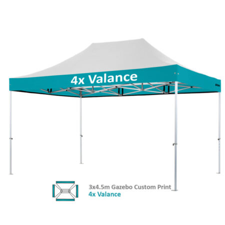 Altegra Heavy Duty 3x4.5m gazebo custom print image - 4x valances printed.