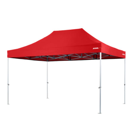 Altegra Heavy Duty 3x4.5m gazebo with red UPF50+ canopy - the dependable portable shade shelter for all Australian conditions.