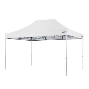 Altegra Heavy Duty 3x4.5m gazebo with white UPF50+ canopy - the dependable portable shade shelter for all Australian conditions.