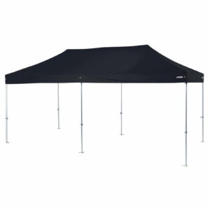 Altegra Heavy Duty 4x8m folding marquee image in black - a highly robust portable event marquee with enough expansive weather protection for up to 50 people.
