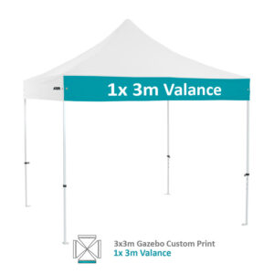 Altegra Premium Steel 3x3m gazebo with vivid custom printed canopy - 1x 3m valance printed option.