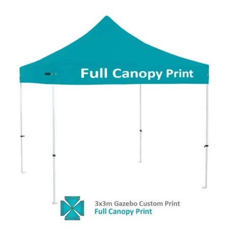 Altegra Premium Steel 3x3m gazebo with vivid custom printed canopy - full custom printed canopy printing option.