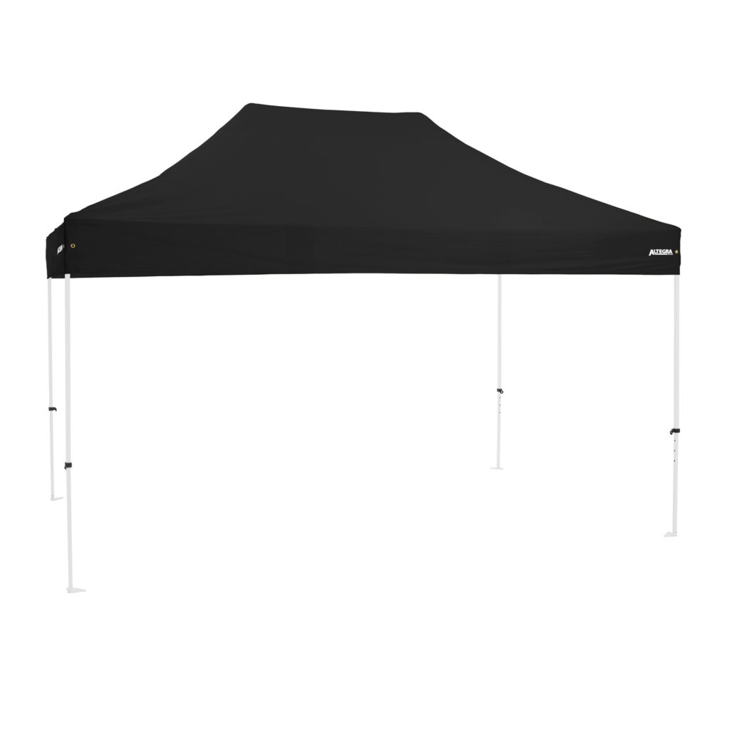 Altegra Premium Steel 3x4.5m gazebo with black UPF50+ canopy - Australia's affordable premium 3x4.5m gazebo with 3-year warranty.