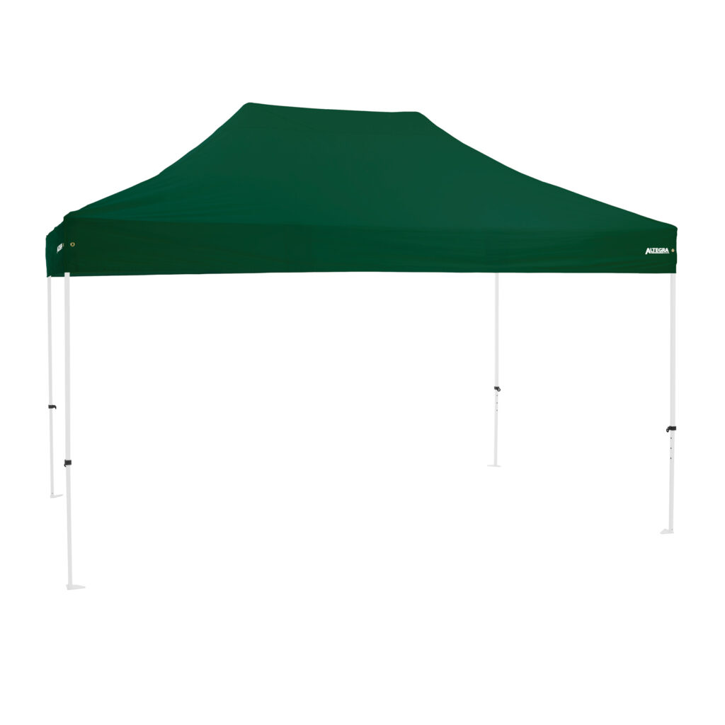 Altegra Premium Steel 3x4.5m gazebo with green UPF50+ canopy - Australia's affordable premium 3x4.5m gazebo with 3-year warranty.