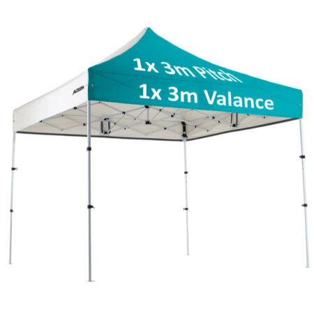 Altegra Premium Steel "Compact" 3x3m Gazebo with custom canopy printing - 1x3m valance, 1x3m pitch print