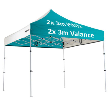 Altegra Premium Steel "Compact" 3x3m Gazebo with custom canopy printing - 2x3m valance, 2x3m pitch print