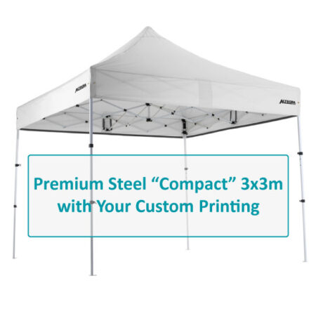 Altegra Premium Steel Compact 3x3m gazebo custom printing options image - select the canopy panels to customise with your branding on our UPF50+ Excellent canopy.