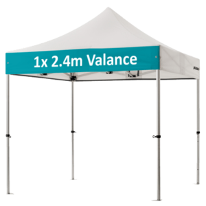 Altegra Pro Lite 2.4x2.4m custom printed easy up image - displaying the 1x 2.4m valance print