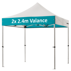 Altegra Pro Lite 2.4x2.4m custom printed easy up image - displaying the 2x 2.4m valance print