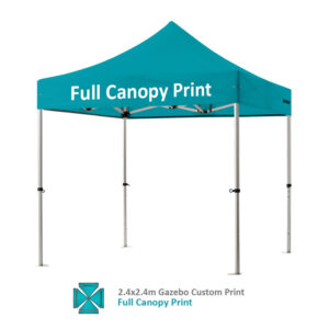 Altegra Pro Lite 2.4x2.4m gazebo with vivid custom printed canopy - full custom printed gazebo canopy option.