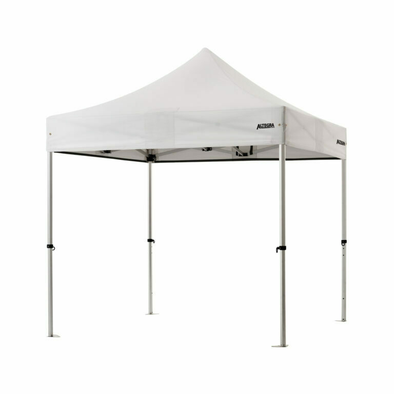 Altegra Pro Lite aluminium 2.4x2.4m gazebo with white UPF50+ sun protection rated waterproof canopy - our lightweight Pro Lite 2.4m gazebo carries a Lifetime Warranty to keep you and your family safe for many years!