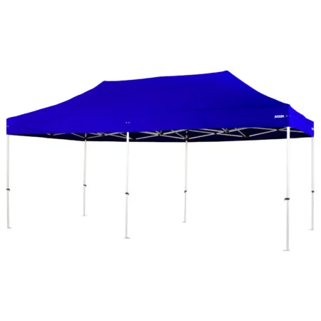Altegra Pro Lite 3x6m marquee with royal blue UPF50+ canopy - a lighter 3x6m event marquee.