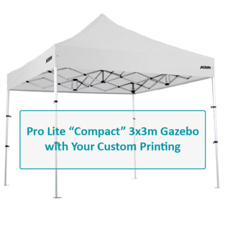 Altegra Pro Lite Compact 3x3m gazebo custom printing options image - select the canopy panels to customise with your branding on our UPF50+ Excellent canopy.