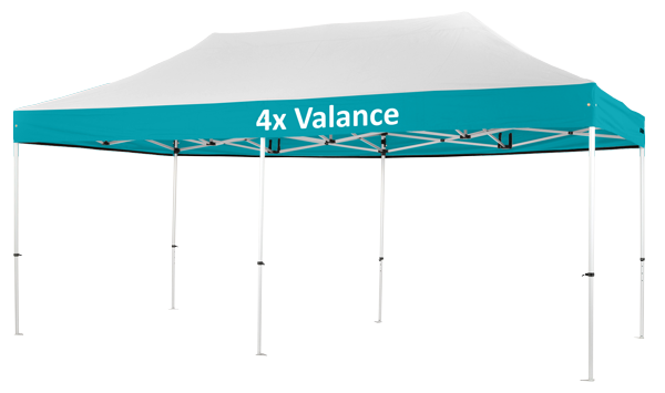 Altegra Pro Lite custom 3x6m marquee - image displaying the 4x 6 metre valance print areas in teal.