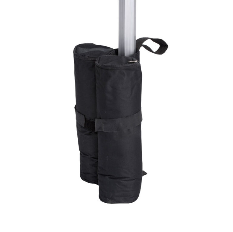 Altegra Sandbag Leg Weight - the packable gazebo leg weight that can weigh up to 12kg when filled with sand. Gazebo leg weight that packs flat, has 2x heavy-duty velcro enclosures, and can also be pegged to the ground.