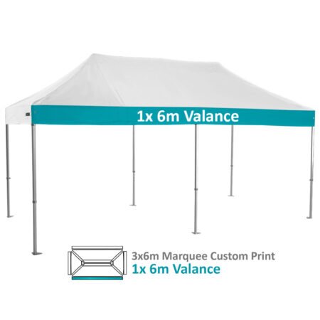 Altegra Heavy Duty 3x6m Folding Marquee with custom printed UPF50+ canopy image - 1x 6m Valance custom printed panel.