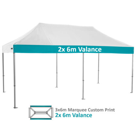 Altegra Heavy Duty 3x6m Folding Marquee with custom printed UPF50+ canopy image - 2x 6m Valance custom printed panels.