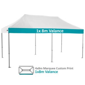 Altegra Heavy Duty 4x8m Folding Marquee with custom printed UPF50+ canopy image - 1x 8m Valance custom printed.
