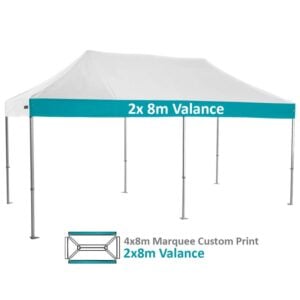 Altegra Heavy Duty 4x8m Folding Marquee with custom printed UPF50+ canopy image - 2x 8m Valance custom printed.