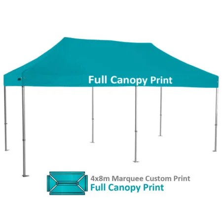 Altegra Heavy Duty 4x8m Folding Marquee with custom printed UPF50+ canopy image - Full canopy custom printed.