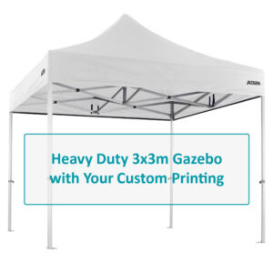 Altegra Heavy Duty 3x3m gazebo with custom printing options image - selected panels of the UPF50+ canopy to be customised with your selection of designs and endless colours.