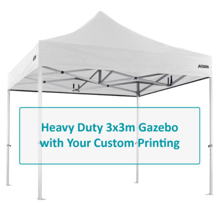Altegra Heavy Duty 3x3m gazebo with custom printing options image - selected panels of the UPF50+ canopy to be customised with your selection of designs and endless colours.