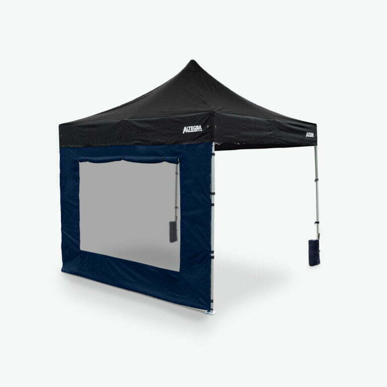 Altegra 3m Window Wall in navy blue - to add UPF50+ waterproof protection and added comfort to our 3x3m gazebo range - pictured in navy blue with black canopy