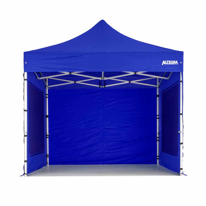 Altegra 3x3m Gazebo walls - UPF50+ window and solid walls - 1x 3m gazebo solid wall and 2x 3m gazebo window walls shown in Royal Blue.