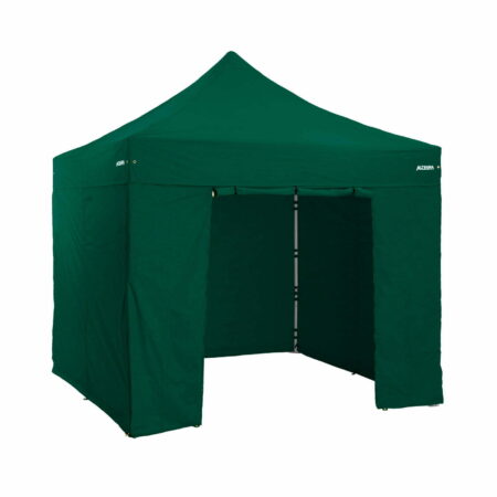 Altegra 3x3m Gazebo walls kit in green attached to a green gazebo - a full gazebo wall protection from the elements with our UPF50+ sun protection and 100% waterproof fabric. Our 3x3m gazebo wallkit contains 2x 3m window walls, 1x 3m solid wall, and 1x 3m door wall.